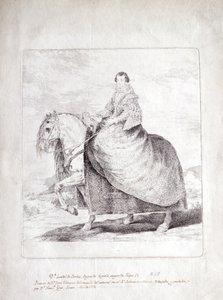 Isabel de Borbón, reina de España, a caballo